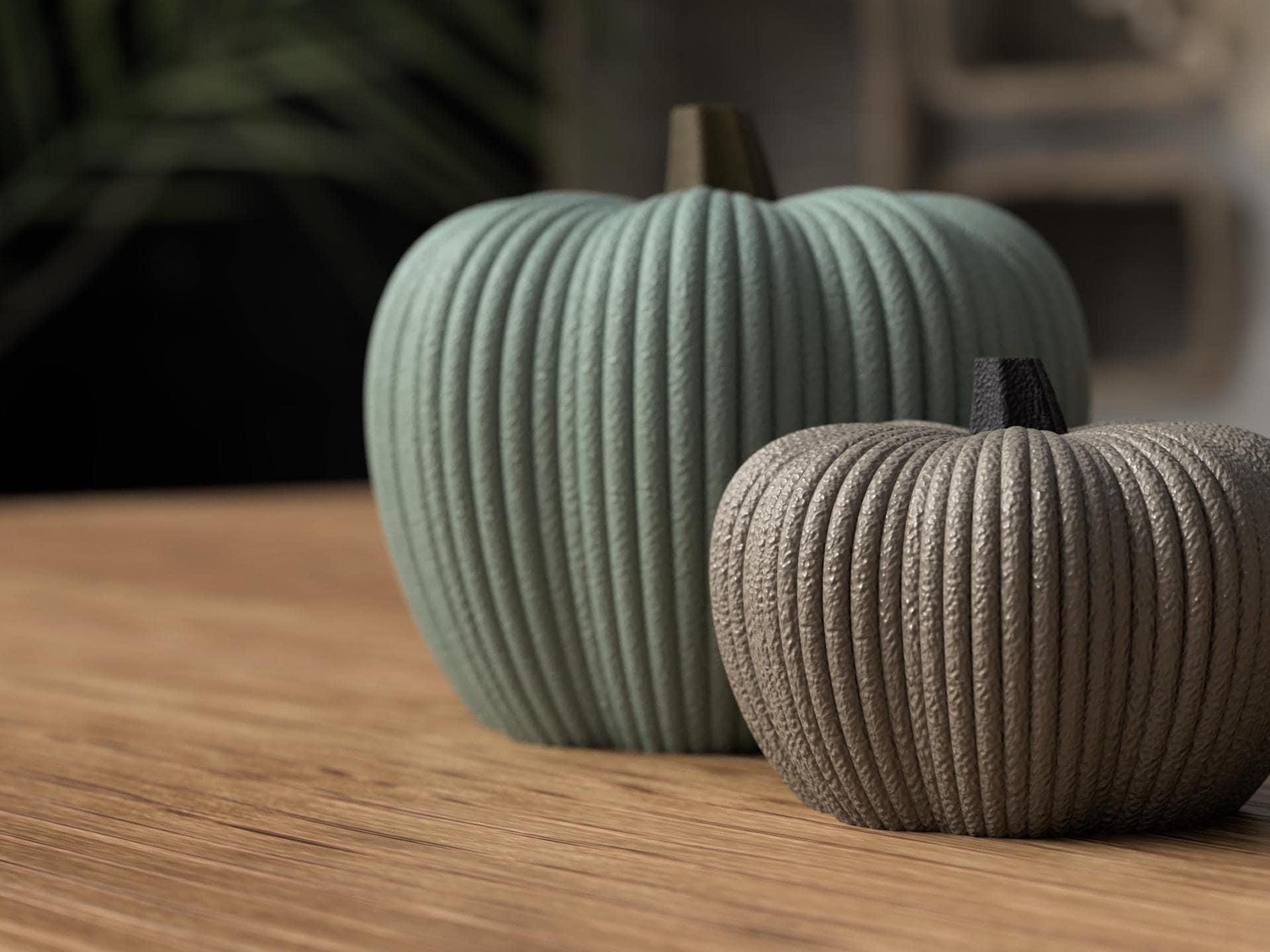 Ribbed Pumpkin Decor, Neutral Fall Home Accent, Minimalist Autumn Table Centerpiece, Modern Thanksgiving Decor – photo 3
